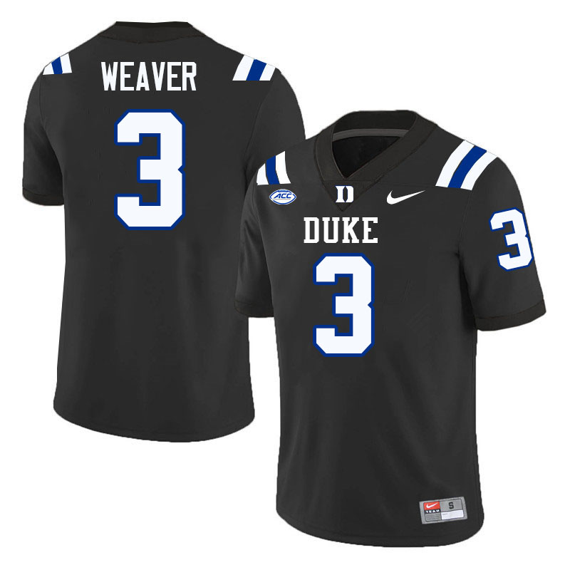 Duke Blue Devils #3 Caleb Weaver College Football Jersey Stitched-Black